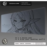 Black and White Lines Beautiful Anime Girl Frieren Mousepad Gaming Office Desk Pads Large Computer Non-slip Lockedge Non-slip