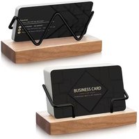 1pc Wood Business Card Holder for Desk Wooden Business Card Display Stand Postcard Holder for Office Home Desktop