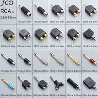 2PCS 3.5mm Audio Stereo To RCA Female Jack 6.35mm Audio Mono To RCA Male Audio Connector Adapter Converter Speaker
