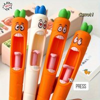 4pcs Funny Carrot-Shaped Quick Dry Gel Pens Black Creative Stress Relief Writing Tools For Office School High Value Cute Gift