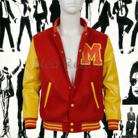Men's Dancing King Cosplay Retro Jacket Red Yellow Colorblock Varsity Bomber Coat Stage & Daily Wear Easter Outfit