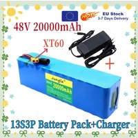 Batterie lithium-ion 48V 20Ah, 13S3P, rechargeable, avec chargeur BMS 54.6V, pour moteur de vélo électrique, scooter électrique, 2000W