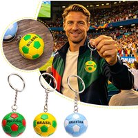 3D Country Flag Soccer Ball Keychain, PVC Football Shaped Key Ring Pendant, Fans Souvenir Gift For Brazil Portugal Argentina
