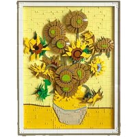 MOC 2615pcs art Mural Van Gogh Sunflower Creative Play 2026 New Building Block Puzzle Model Set Decoration Birthday Gift