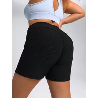 Plus-Size Honeycomb Shorts, High-Waisted Butt-Lifting Yoga Workout Shorts, Tight-Fitting Bubble Shorts, Sports Fitness Shorts, Suitable for Sports, Outdoor Fitness, Yoga, and Cycling Sportswear