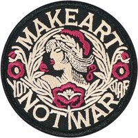 1PC Make Art No War Embroidered Patch Iron On Floral Statement Adhesive Badge DIY Gift For Clothes Cap Bag Jacket Trucker Hat