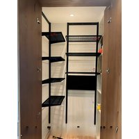 Black Metal Grid Storage Rack Adjustable Multi-layer Home Use Organizer Garage Wall Mounted Shelf Durable Carbon Steel Frame