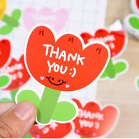 30pcs Flower Shaped Pink Thank you Thank You For The Copperplate Paper Gift Packaging Card Holiday Wedding Decoration Card
