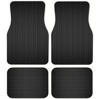 Solid Black Hexagon Honeycomb Car Floor Mats 4Pcs Basic All Weather Waterproof Anti-Slip Rubber Universal Foot Pad For SUV Truck