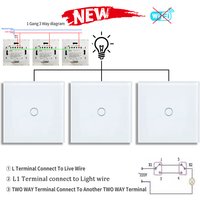 2way 3way 1gang Touch Switch Wall Light Switches No Neutral Wire 240V No Wifi For Staircase Bedside Switches Bedroom
