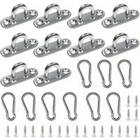 40-Piece Set Stainless Steel 1.8-Inch Pad Eye Hooks And Spring Hooks High Strength Ceiling Wall Mount Hardware Accessories