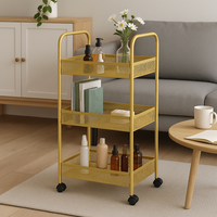 Salon Rolling Cart Portable Beauty Storage Trolley for Nail Hair Tattoo Tools 3-Tier Metal MobileOrganizer Salon Trolley