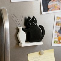 Magnetic Refrigerator Ornament Black Cat Whisker Storage Box Fridge Magnets Cat Whisker Holder For Maps Calendars Kitchens