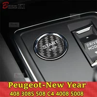 For Peugeot 408 308S 508 C4 4008 5008 Car Engine Start Stop Button Cover Real Carbon Fiber Sticker