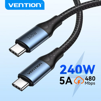 Vention 240W Cable Type C to Type C Cable PD3.1 5A Fast Charging Cord for iphone 17 16 15 Samsung S24 Xiaomi 17 Macbook Laptop