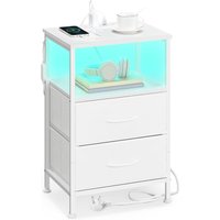 BELLAH Collection Bedside Table with Charging Station, Side End Table with APPControlled Adjustable LED Lights, 1 Open Shelf an