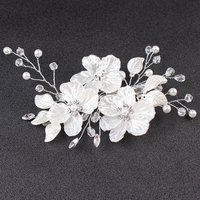 European and American bride side clip crown headpiece white pearl floral accessories pearl hair clip fast-selling Alibaba weddin