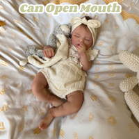 42CM Sleeping Silicone Girl Doll With Rooted Hair Already Painted Cute Lifelike Can Open Mouth reborn de silicona Toll As Gift