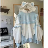 Y2k Gothic Zipper Coat Hooded Women Oversize Fairy Jacket Streetwear 2025 Autumn Outfits Japanese Kawaii Harjuku Chic Sweatshirt