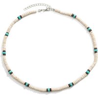 Coconut Bead Surfer Necklace,Bohemian Turquoise Coconut Shell Wood Bead Patchwork Choker Waterproof Handmade Jewelry Accessories