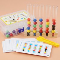 Clip Wooden Beads Test Tube Toy, Color Sorting Game, Beads Counting Fine Motor Skill Montessori Toys For Kids, Gift For Children