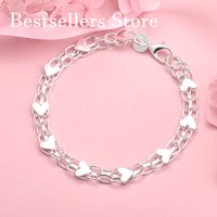 Elegant 925 sterling silver 8-inch exquisite heart-shaped bracelet for women's fashion parties, wedding gifts and accessories