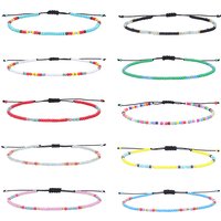 Boho Women Glass Beads Woven Anklet Beaded Bracelet On The Leg Beach Barefoot Foot Jewelry Handmade Rope Thread Weaving Braid