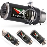 51mm 60mm 63mm Stainless Steel Carbon Fiber AR Motorcycle Exhaust Muffler Pipe Escape for GP-Project Exhaust Modified Parts