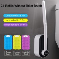 24PCS Disposable Toilet Wand Disinfecting Refills 3 Layer Toilet Bowl Cleaning Scrub Pads for Toilet Bathroom Bowl Brush Cleaner