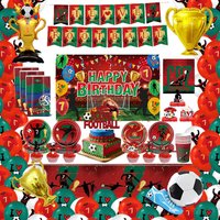 Red Football Theme Birthday Party Decorations Tableware Set Plates Napkin Cups Backdrop Sports Birthday Party Balloons Supplies