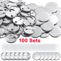 Metal Badge Pin Button Making Supplies 100Sets 25mm/32mm/37mm/44mm/50mm/56mm/58mm/75mm Round Badges for Button Maker Machine