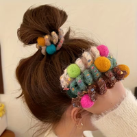 Two sets of rainbow-colored hair clips, spiral hair bands - suitable for women, cute high-quality elastic ponytail holders