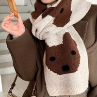 Japanese Cute Dog Knitted Scarf for Women, Winter Warmth, Student Couple's Neck with Wool