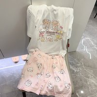 Pure Cotton round Neck Short Sleeve Sleepwear Set Cute Cartoon Home Clothes Summer Collection Comfortable Soft Fabric for Women