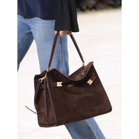 New Winter Luxury Brand Women Handbags Genuine Leather Shoulder Bags Women Retro Suede Leather Gold Buckle Square Bags Woman
