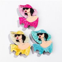New Fashion Hat Lady Brooches Pins for Women Personalized Elegant Glitter Female Brooch Badge Jewelry Office Accessories Gifts