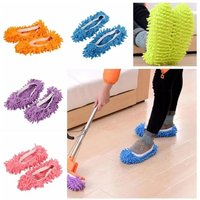2Pcs Washable Reusable Microfiber Mop Slippers Soft Foot Socks for Kitchen Bathroom Bedroom