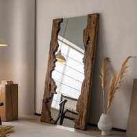 Mid century wooden full-length mirror furniture living room floor mounted dressing mirror room decoration espejos para pared