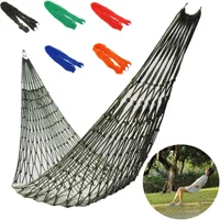 1pcPortable Garden Outdoor Thickened Nylon Rope Hammock Indoor Mesh Hammock Portable Simple Hammock Swing Chair Camping