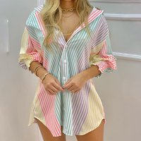 Neue frauen Frühling Sommer Gedruckt Langarm Revers Casual Hemd Kleid Damen einreiher Strickjacke Unregelmäßigen Mini Kleid 2022