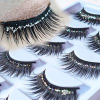 5 Pairs Makeup Glitter Eyelashes Set Shinning Eye Lashes Party Show Catwalk Stage Dramatic Looking Eyelash Extension Cosmetics