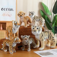 1pc Simulated Forest Animal Plush Toys Lifelike Standing Tiger Lepoard Lion Stuffed Doll Nice Home Decoration Gifts