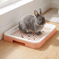 Double Layer Rabbit Training Toilet Removable Tray Non-Slip Thick Bottom Small Animal Litter Box High Side Grid Splash-Proof