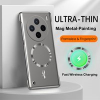 Ultra Thin Metal Painting Frameless Case For Vivo X200S X100 X200 Pro Mini Y39 Magnetic Wireless Charging Hard PC Cover
