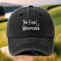 1pc Retro Washed "Fish Whisperer" Printed Baseball Cap,unisex Sunshade and Breathable Adjustable Duckbill Hat for Outdoor Use