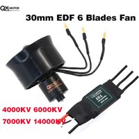 QX-Motor 30mm 6 Blades EDF Fan Unit Set w/ QF1611 4000KV 7000KV Brushless Motor & 20A /40A ESC for RC Airplanes Model Parts