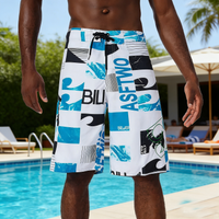 2026 New Men's Printed Swim Shorts, Loose Fit Quick Dry Beachwear with Letter Graphic, Ideal for Beach, Pool and Outdoor Activit