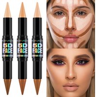 1PC Contour Stick Duo, Double-Eneed Highlight and Shadow Cream Waterproof Full Coverage Face Foundation Concealer Pen Long Lasti
