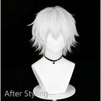 White Men Short Synthetic Straight Fluffy Wig Anime Game Cosplay Wig Heat Resistant For Daily
