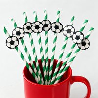 10/20pcs Football Party Paper Straws Disposable Party Decorations for Kids Soccer Theme Birthday Festival Supplies